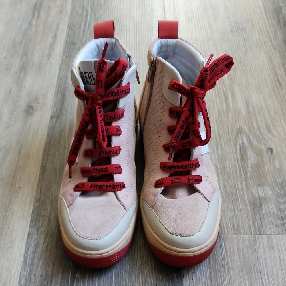 Red and Pink High-Top Sneakers - Picture 3 of 16
